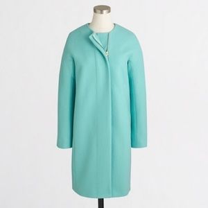 J. Crew Factory Collarless Lady Coat Tiffany Blue